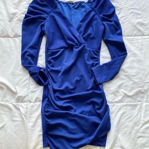 Fashion Nova Blue Sparkle Ruched Dress